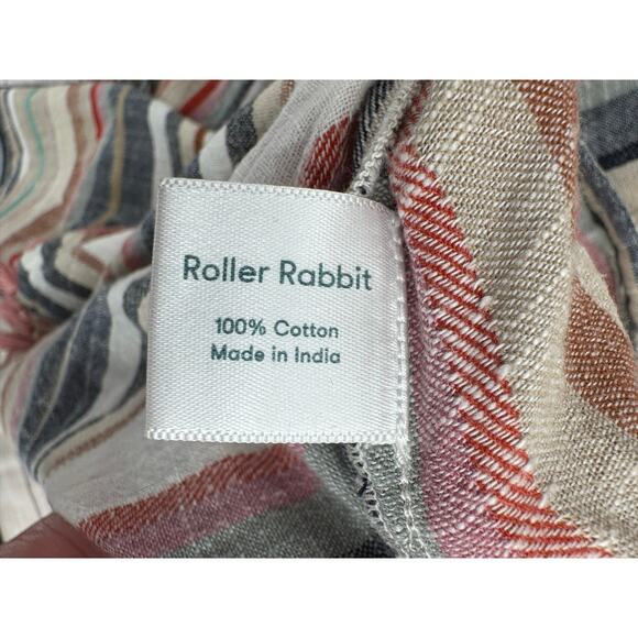 Roller Rabbit Striped Button Down Belted Shirt Dress Womens Large Multicolor - Picture 9 of 14